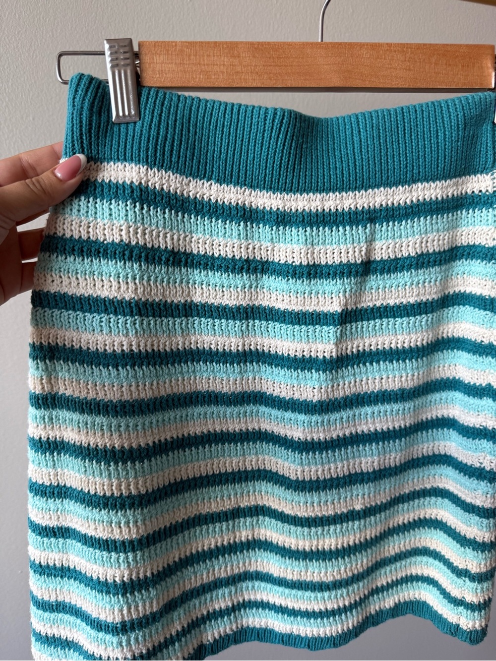 wild fable Striped Knit Mini Skirt in Teal, Light Blue & Cream
